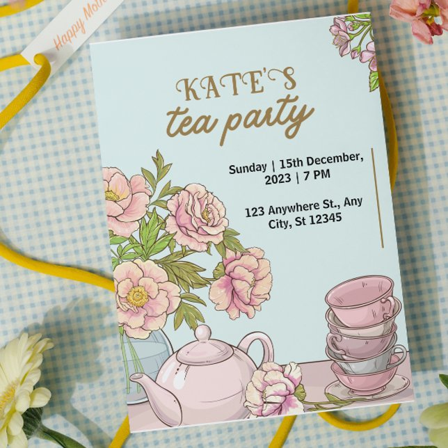 Inbjudan till Blue Mint Blommigt Tea Party-gruppen (Skapare uppladdad)