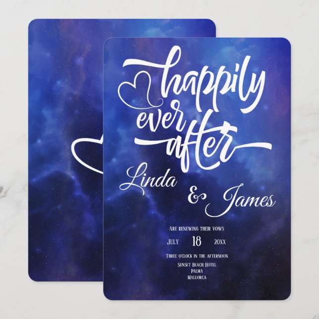 Inbjudan till Blue Nebula Typography (Fram/baksida)