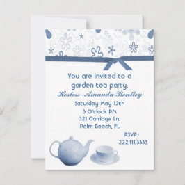 Inbjudan till Blue- och White Charming Tea Party-g