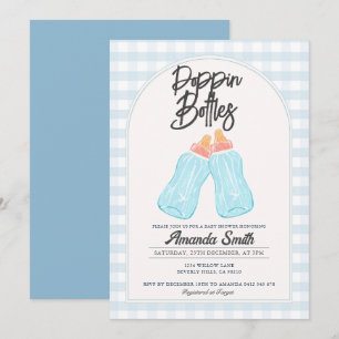 Inbjudan till Blue Poppin Flaskor Baby Shower