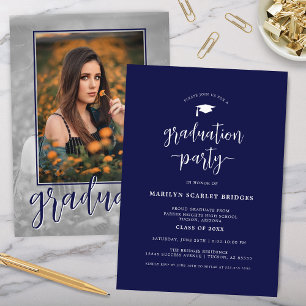 Inbjudan till Blue Single Photo Script Studenten