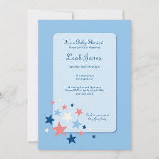 Inbjudan till Blue Stars Boy Baby Shower