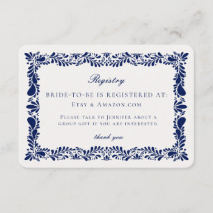 Inbjudan till Blue Talavera Tile-registerkort Info