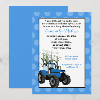 Inbjudan till Blue Tractor Farming Baby Shower