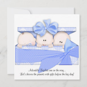 Inbjudan till Blue Triplet Baby Shower