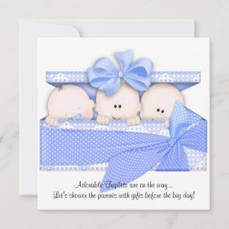 Inbjudan till Blue Triplet Baby Shower