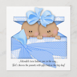 Inbjudan till Blue TWIN Baby Shower African Americ