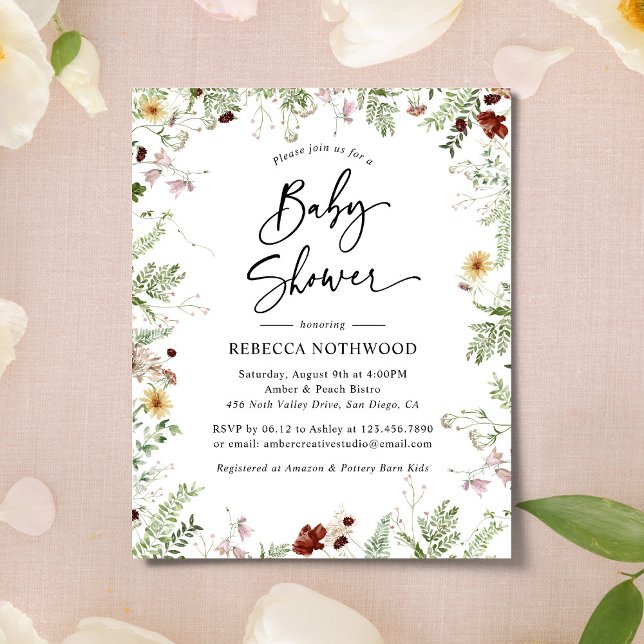 Inbjudan till Boho Baby Shower för budgetElegant (Skapare uppladdad)