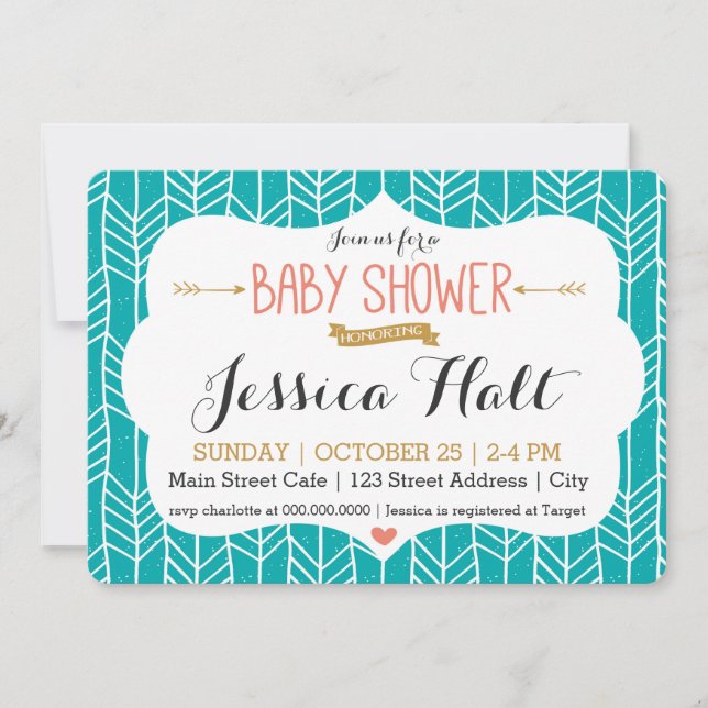 Inbjudan till boho Baby Shower från stammar (Framsida)