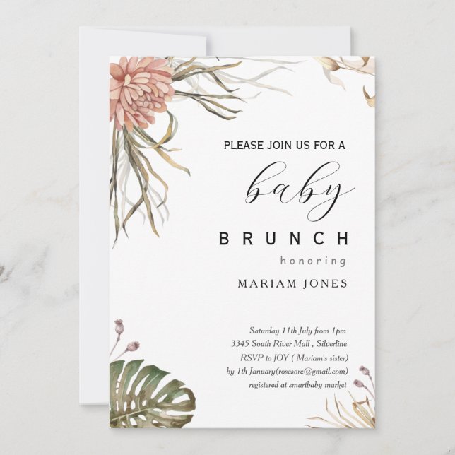 inbjudan till boho bohemian babydusch (Framsida)