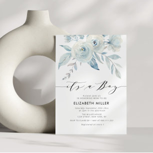 inbjudan till boho dusty Blue-babydusch