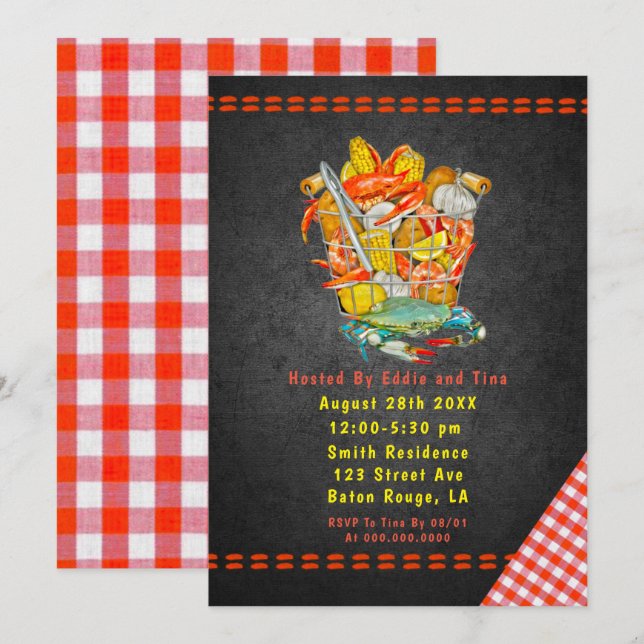 Inbjudan till Boil Party i Basket Crab (Fram/baksida)