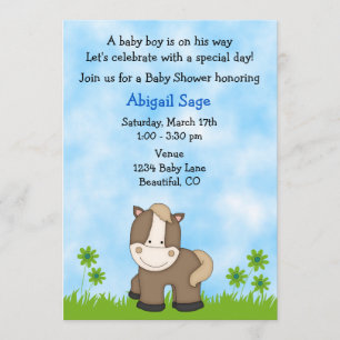 Inbjudan till bojor till Cute Pony Baby Shower