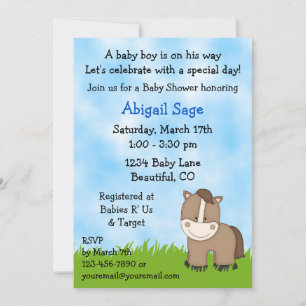 Inbjudan till bojor till Cute Pony Baby Shower