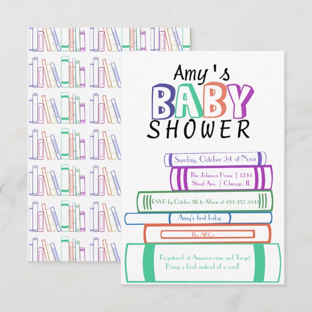 Inbjudan till Bok Thated Baby Shower (Fram/baksida)