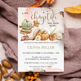 Inbjudan till Bok Theme Fall Baby Shower, Pumpkin