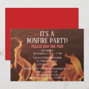 Inbjudan till Bonfire Party Campfire Red Camp out