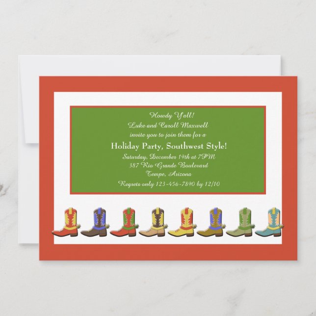 Inbjudan till Boots in a Row-julparty (Framsida)
