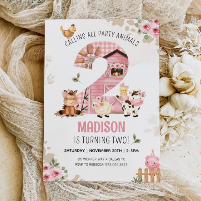 Inbjudan till boskap Barnyard FARM BIRTHDAY (Skapare uppladdad)