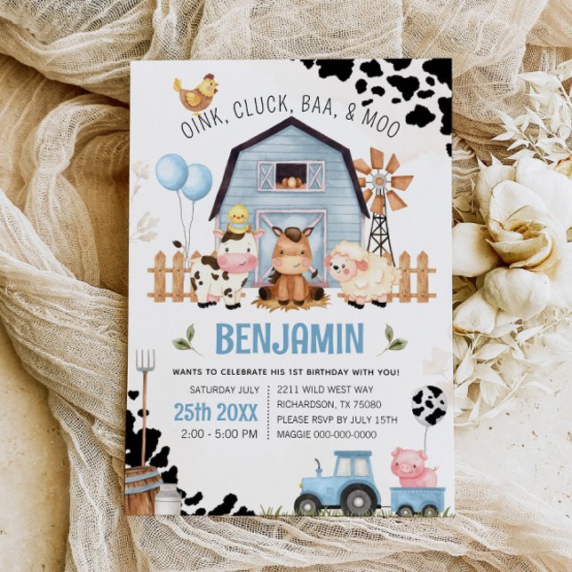 Inbjudan till boskap Barnyard FARM BIRTHDAY (Skapare uppladdad)