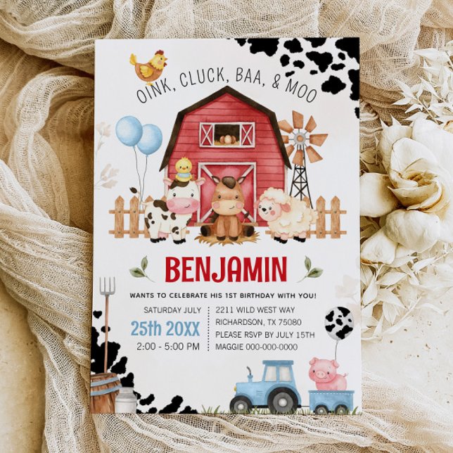 Inbjudan till boskap Barnyard FARM BIRTHDAY (Skapare uppladdad)