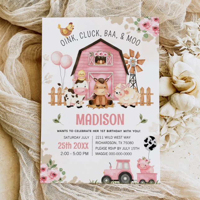 Inbjudan till boskap Barnyard FARM BIRTHDAY (Skapare uppladdad)