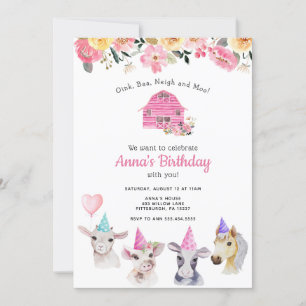Inbjudan till boskap Girl Birthday