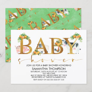 Inbjudan till boskap Ord Baby Shower