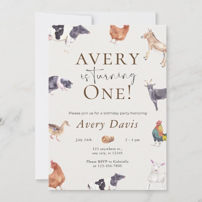 Inbjudan till boskap på födelsedagen (Framsida)