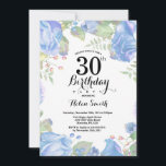 Inbjudan till Botaniskt blått Blommigt 30års födel<br><div class="desc">Botaniskt blått Blommigt 30års födelsedag-inbjudan. Blommigt Rosa Barn födelsedag Kvinnoinbjudan. Vattenfärgad Blommigt blomma. Elegant Rosa ros och Peony Flowers. Vuxen Birthday. Vit bakgrund. Black and White. 13:e 15:e 16:e 18:e 20:e 30:e 40:e 60:e 70:e 80:e 90:e 100:e, alla åldrar. Om du vill göra ytterligare anpassningar klickar du på knappen "Anpassa"...</div>