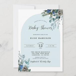 Inbjudan till botaniskt Blue Arch Baby Shower för
