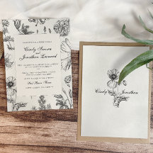 Inbjudan till botaniskt bröllop i vintage