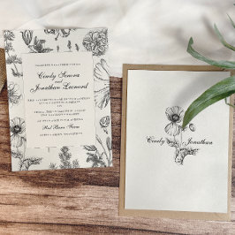 Inbjudan till botaniskt bröllop i vintage
