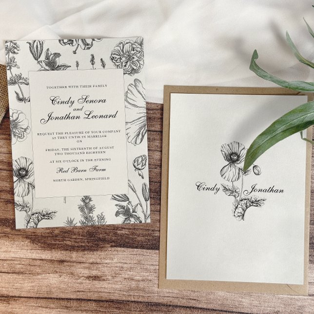 Inbjudan till botaniskt bröllop i vintage (Skapare uppladdad)