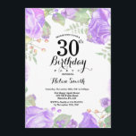 Inbjudan till Botaniskt Lila Blommigt 30års födels<br><div class="desc">Inbjudan till Botaniskt Lila Blommigt 30års födelsedag. Blommigt Rosa Barn på födelsedagsinbjudan för kvinnor. Vattenfärgsblomma Blommigt blomma. Elegant Rosa ros och Peony Flowers. Vuxen födelsedag. Vit bakgrund. Svarta och vita. 13:e 15:e 16:e 18:e 20:e 30:e 40:e 60:e 70:e 80:e 90:e 100:e, alla åldrar.Om du vill göra ytterligare anpassningar klickar du...</div>