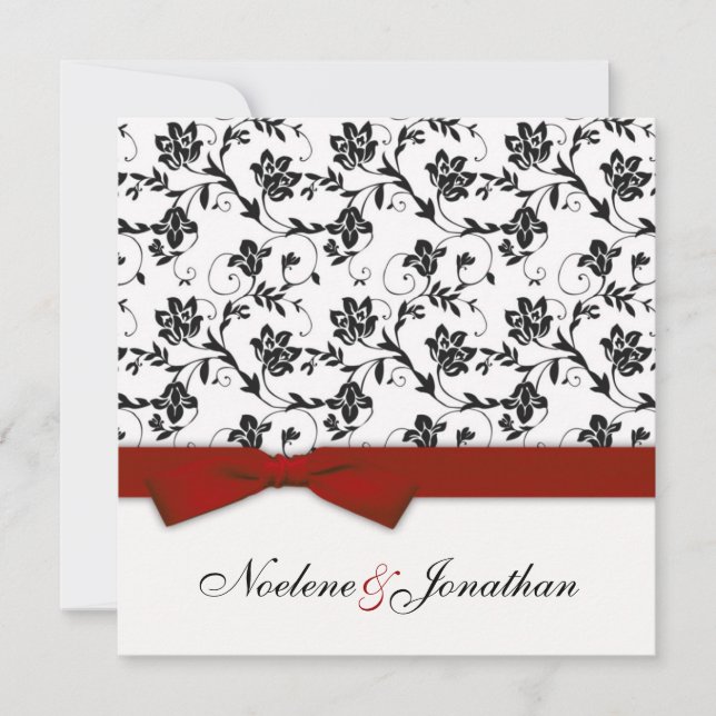 Inbjudan till Bow Flower Wedding i Burgundy Bow (Framsida)