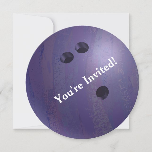 Inbjudan till Bowling Ball Lila Party (Framsida)