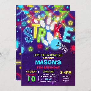 Inbjudan till Bowling Neon Bowling födelsedag