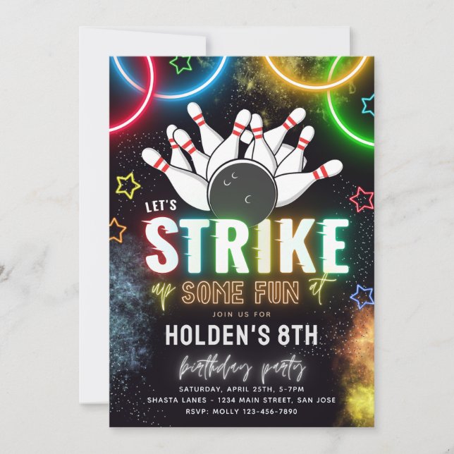 Inbjudan till Bowling-partiet | Bowling Birthday (Framsida)