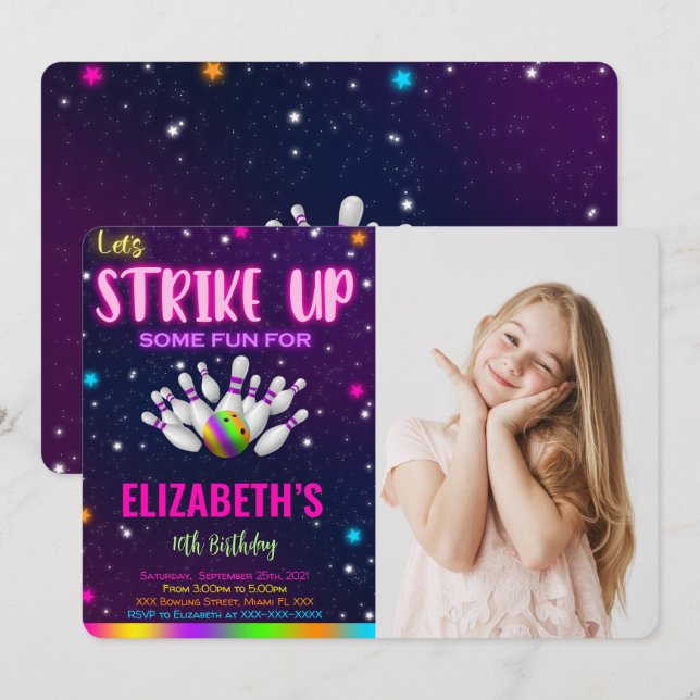 Inbjudan till Bowling Photo (Fram/baksida)