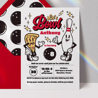 Inbjudan till Bowling-Vintagen - Röd