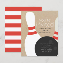 Inbjudan till bowlingtema födelsedagsfest