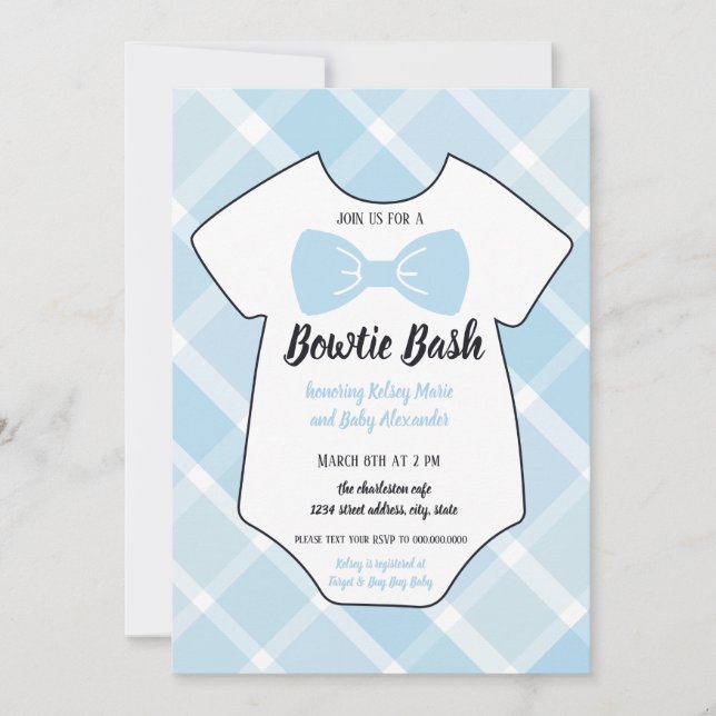 Inbjudan till Bowtie Bash Southern Baby Shower (Framsida)