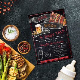 Inbjudan till BQ Beer Baby Shower för Rustic Chalk