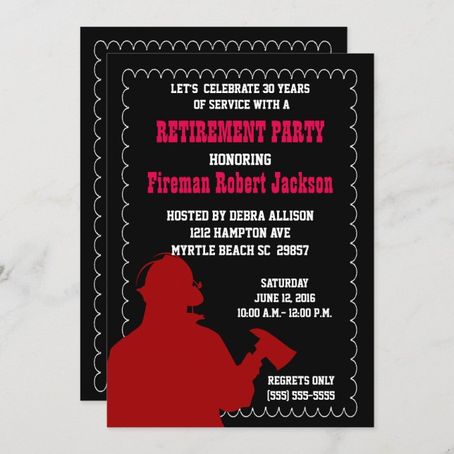 Inbjudan till brandman/brandchef Pension (Fram/baksida)