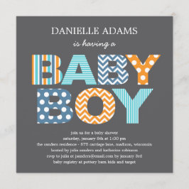 Inbjudan till Brev Baby Shower - Boy