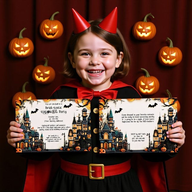 Inbjudan till Brick-tastic Halloween fest (Brick-tastic HALLOWEEN Party Invitation)