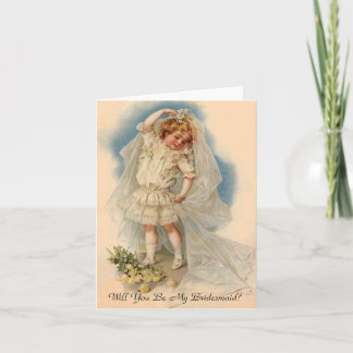 Inbjudan till Bridesmaid Request Card Vintage Stil