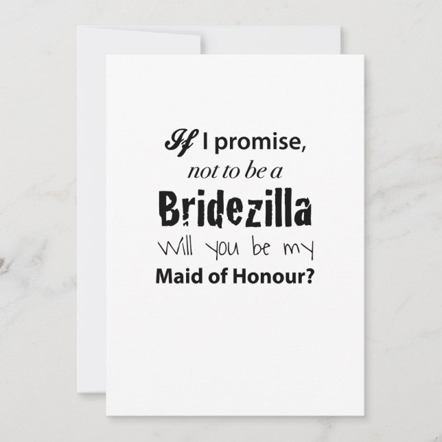 Inbjudan till Bridezilla - Maid of honor (Framsida)
