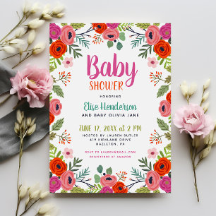 Inbjudan till Bright Blommigt Baby Shower